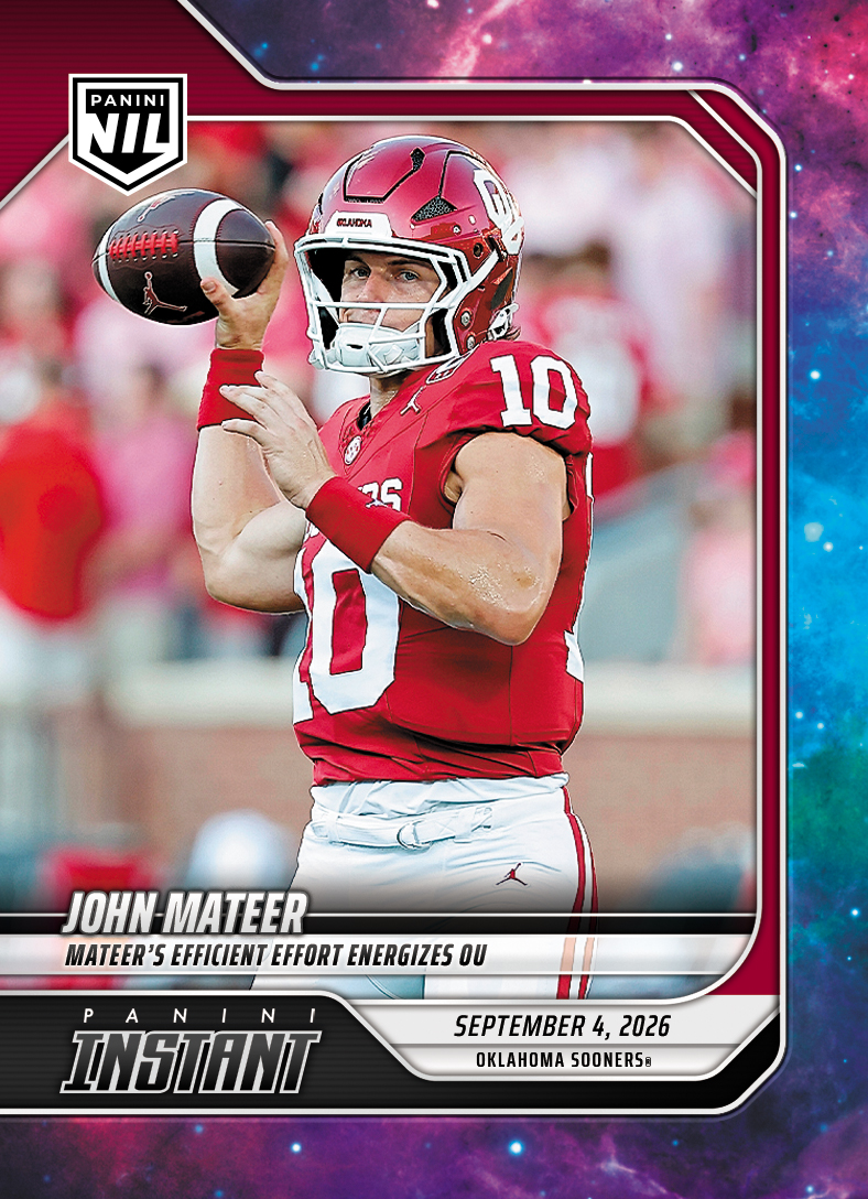 Detailed Image of John Mateer - 2026 Panini Instant NIL College Football #1-JMA - Galaxy 1/1