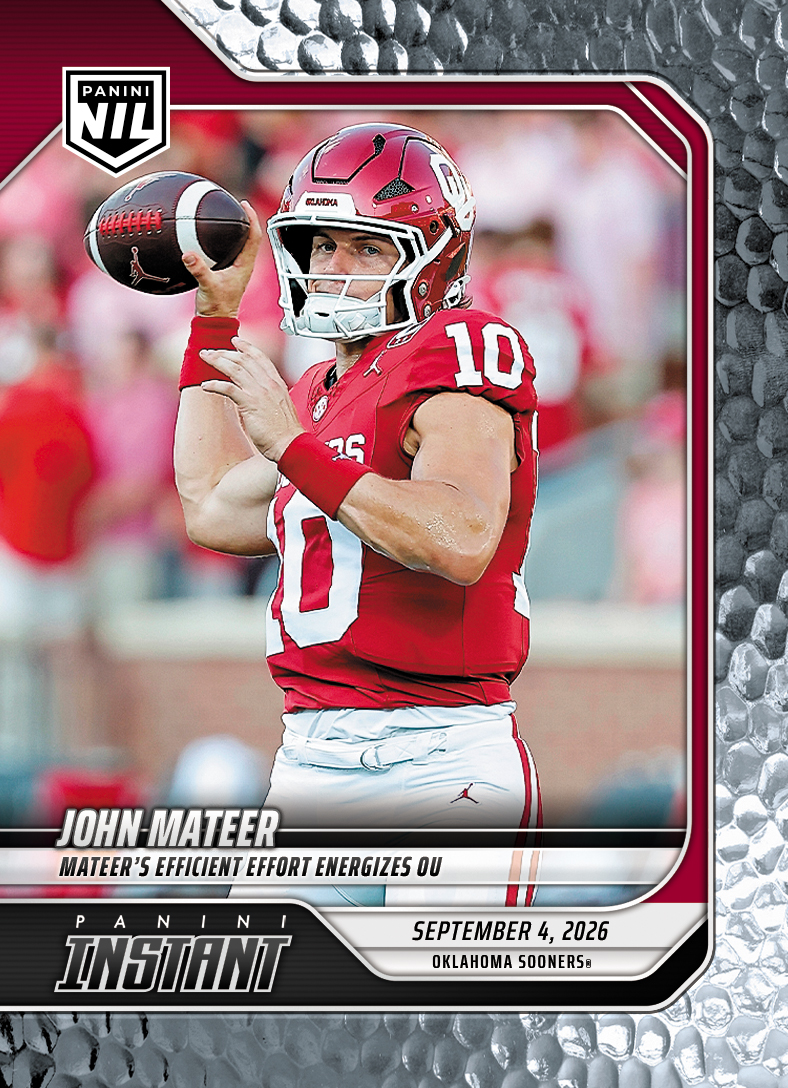 Detailed Image of John Mateer - 2026 Panini Instant NIL College Football #1-JMA - Metallic /5