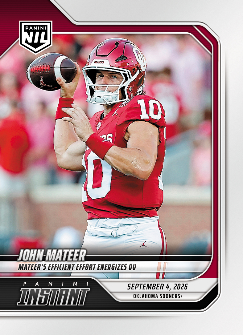 Detailed Image of John Mateer - 2026 Panini Instant NIL College Football #1-JMA - Base Card 25-pack