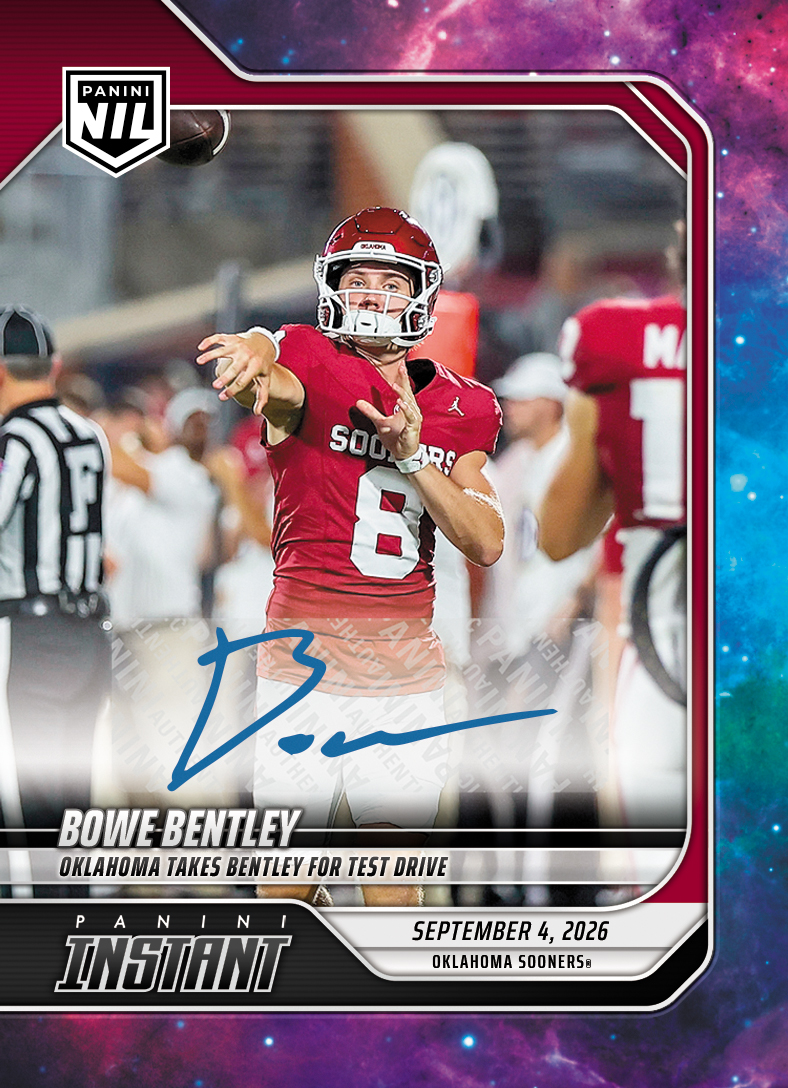 Detailed Image of Bowe Bentley - 2026 Panini Instant NIL College Football #1-BBE - Galaxy 1/1 Auto
