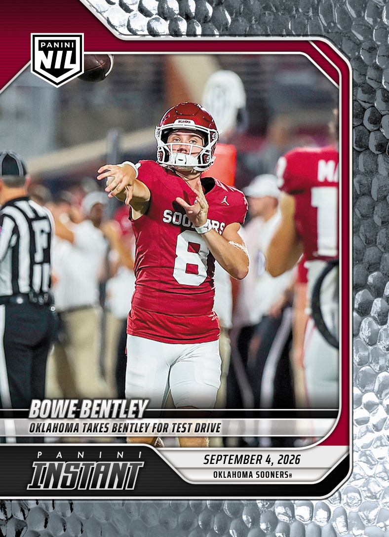 Detailed Image of Bowe Bentley - 2026 Panini Instant NIL College Football #1-BBE - Metallic /5
