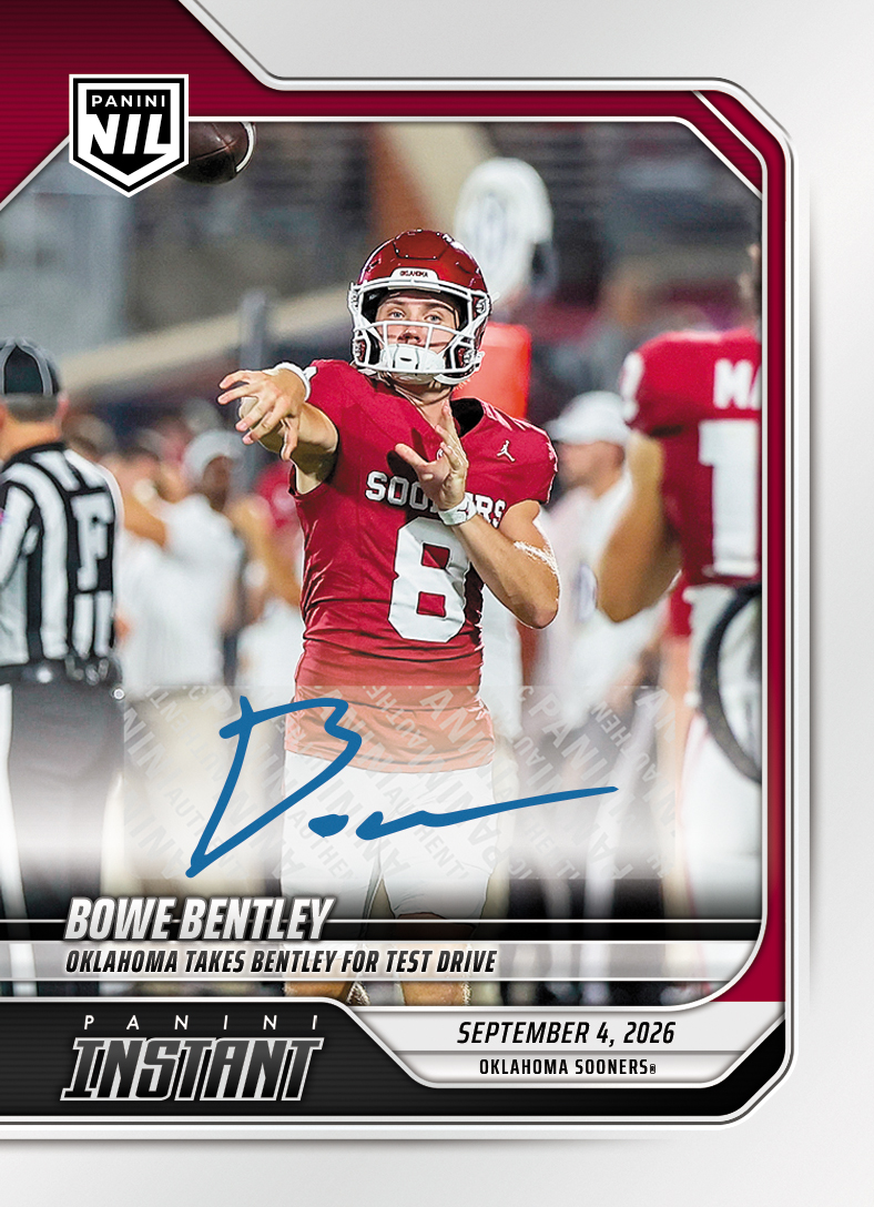 Detailed Image of Bowe Bentley - 2026 Panini Instant NIL College Football #1-BBE - Base /99 Auto