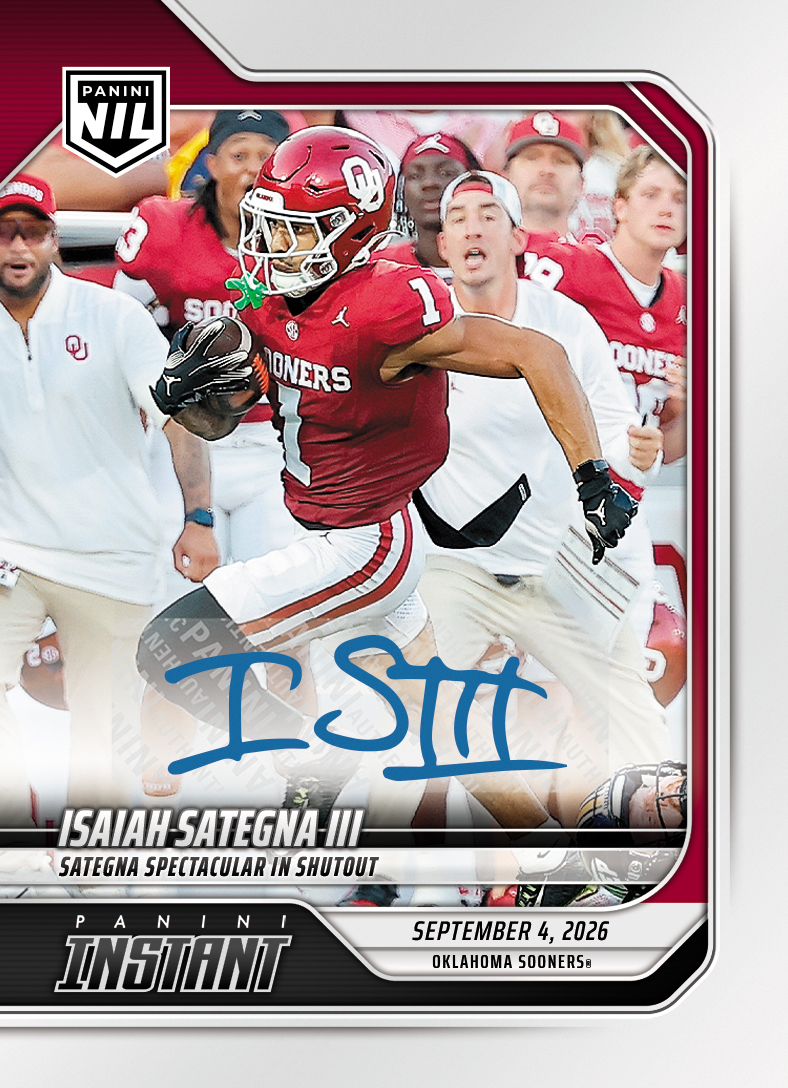 Detailed Image of Isaiah Sategna III - 2026 Panini Instant NIL College Football #1-IS3 - Base /99 Auto