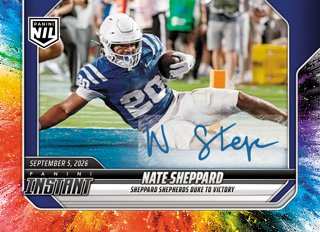 Detailed Image of Nate Sheppard - 2026 Panini Instant NIL College Football #1-NSH - Color Blast /10 Auto