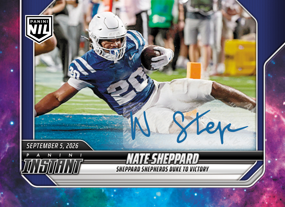 Detailed Image of Nate Sheppard - 2026 Panini Instant NIL College Football #1-NSH - Galaxy 1/1 Auto