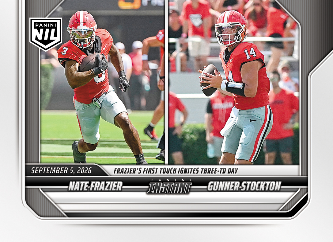 Detailed Image of Nate Frazier/Gunner Stockton - 2026 Panini Instant NIL College Football #1-NGS - Base Card 10-pack