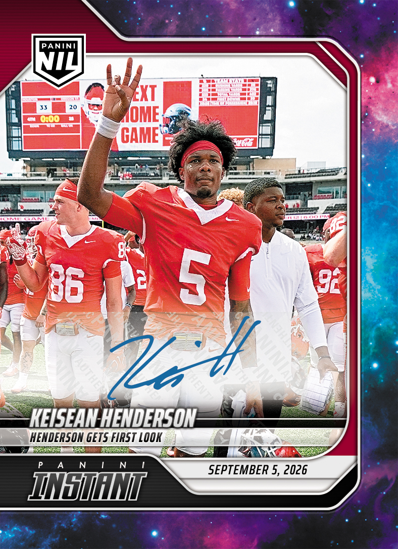 Detailed Image of Keisean Henderson - 2026 Panini NIL College Football #1-KHE - Galaxy 1/1 Auto