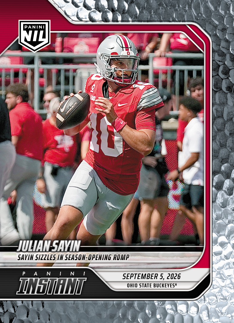 Detailed Image of Julian Sayin - 2026 Panini Instant NIL College Football #1-JSA - Metallic /5