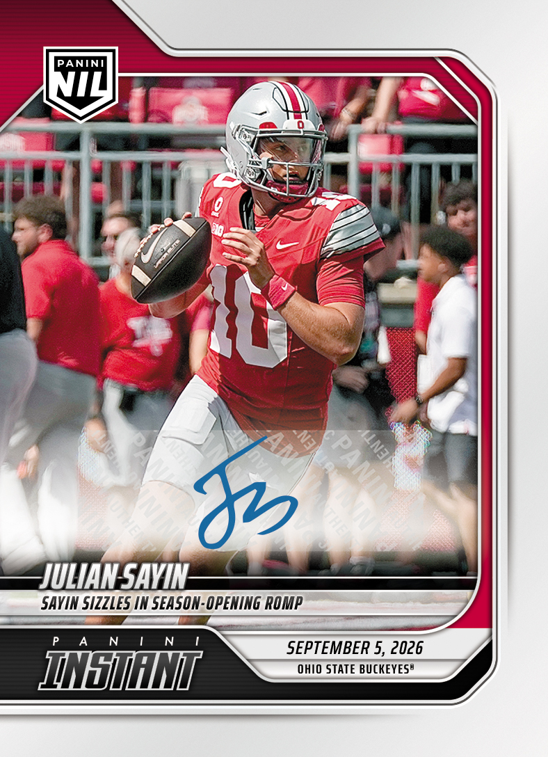 Detailed Image of Julian Sayin - 2026 Panini Instant NIL College Football #1-JSA - Base /99 Auto