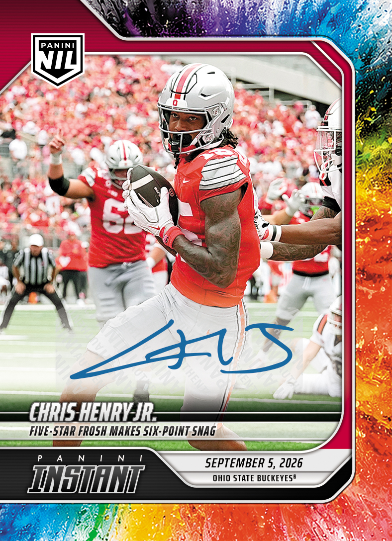 Detailed Image of Chris Henry Jr. - 2026 Panini Instant NIL College Football #1-CHJ - Color Blast /10 Auto