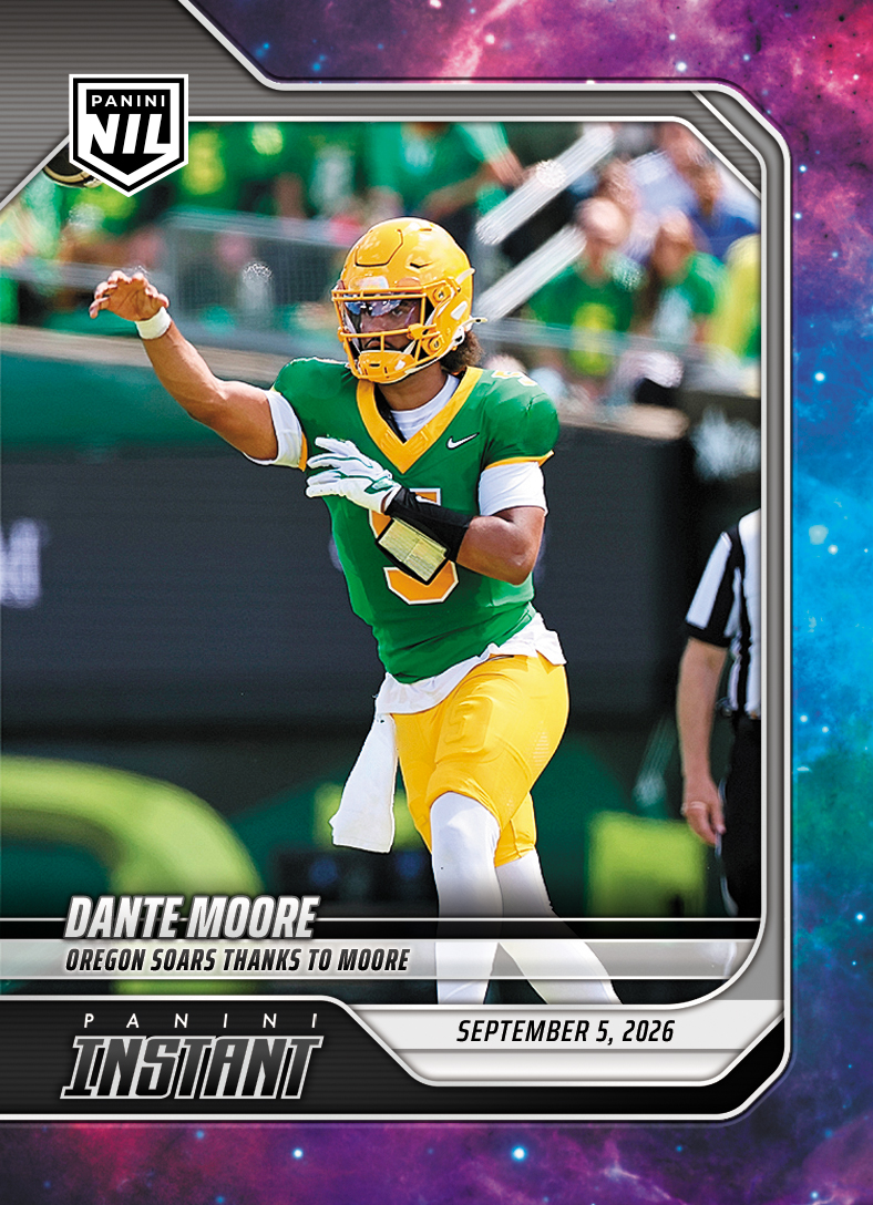 Detailed Image of Dante Moore - 2026 Panini Instant NIL College Football #1-DMO - Galaxy 1/1