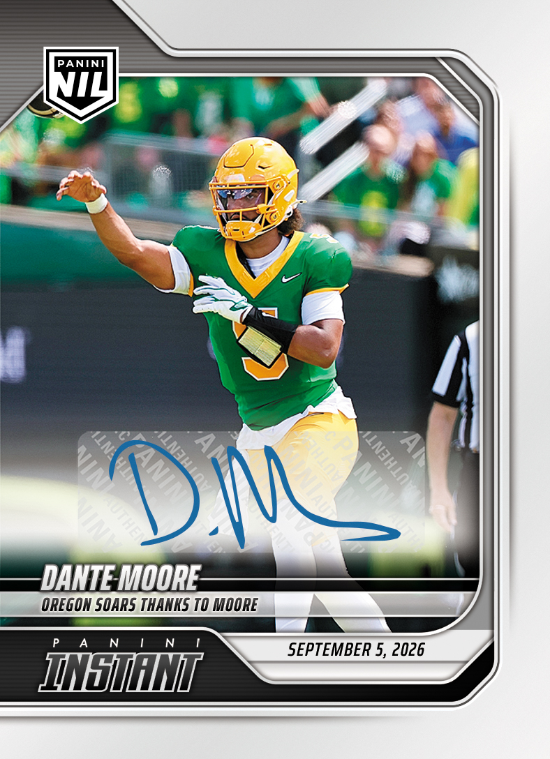 Detailed Image of Dante Moore - 2026 Panini Instant NIL College Football #1-DMO - Base /99 Auto