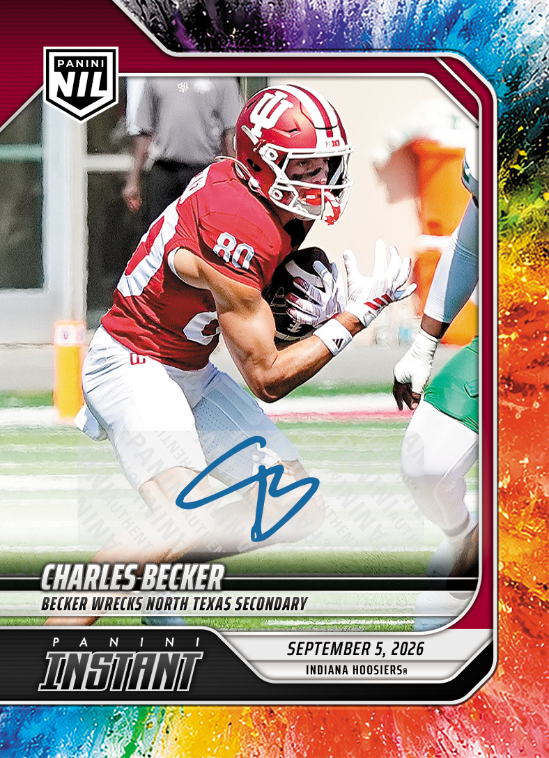 Detailed Image of Charles Becker - 2026 Panini NIL College Football #1-CHB - Color Blast /10 Auto