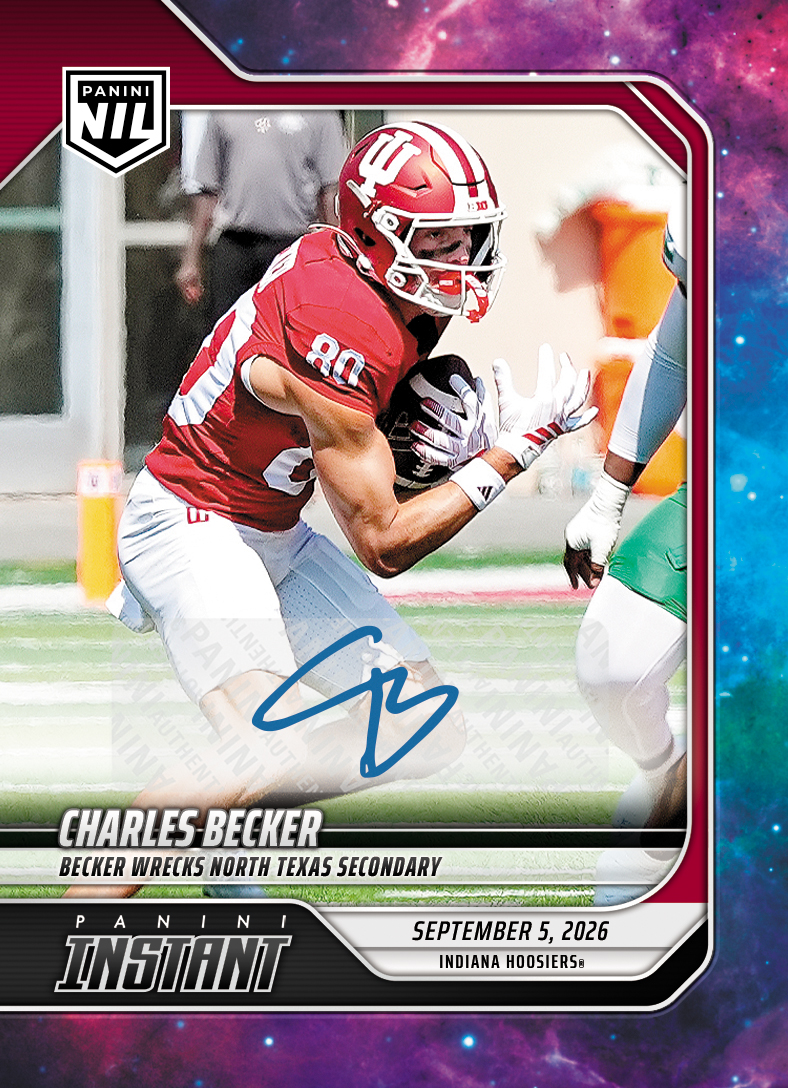 Detailed Image of Charles Becker - 2026 Panini NIL College Football #1-CHB - Galaxy 1/1 Auto
