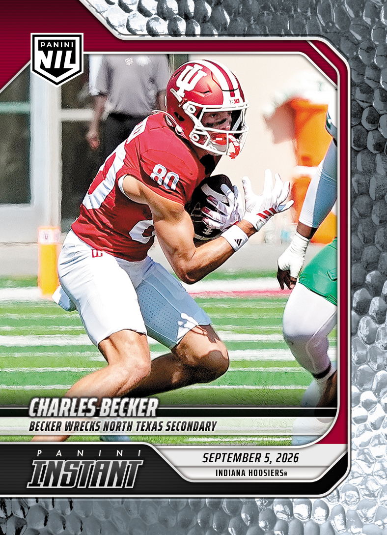 Detailed Image of Charles Becker - 2026 Panini NIL College Football #1-CHB - Metallic /5