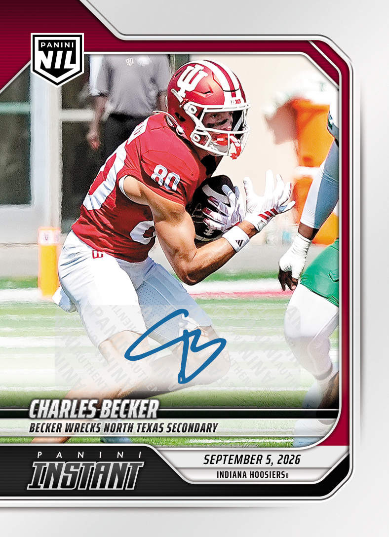 Detailed Image of Charles Becker - 2026 Panini NIL College Football #1-CHB - Base /49 Auto