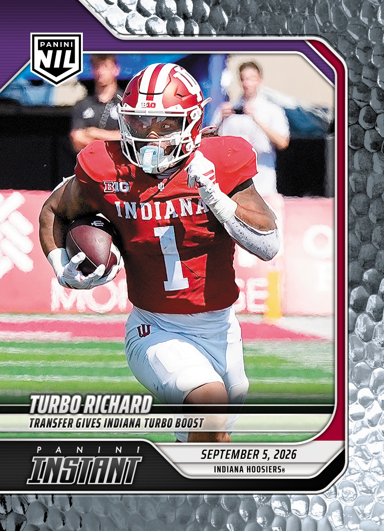 Detailed Image of Turbo Richard - 2026 Panini Instant NIL College Football #1-TRI - Metallic /5
