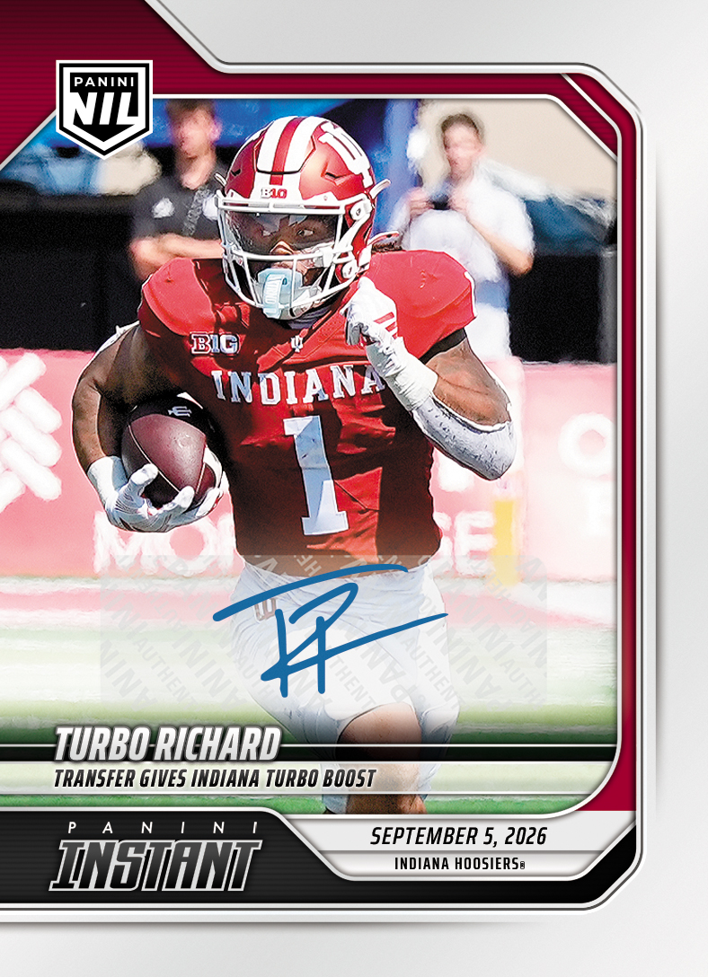 Detailed Image of Turbo Richard - 2026 Panini Instant NIL College Football #1-TRI - Base /99 Auto