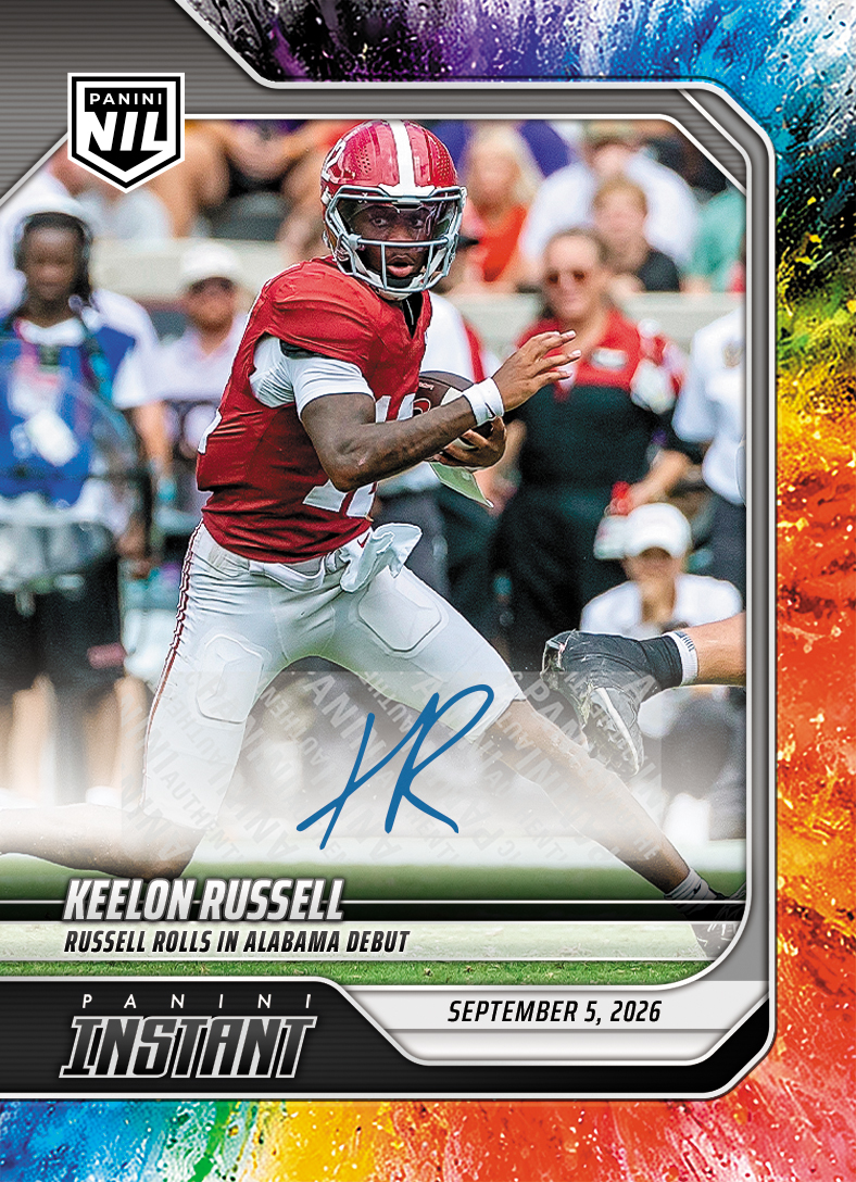Detailed Image of Keelon Russell - 2026 Panini Instant NIL College Football #1-KRU - Color Blast /10 Auto