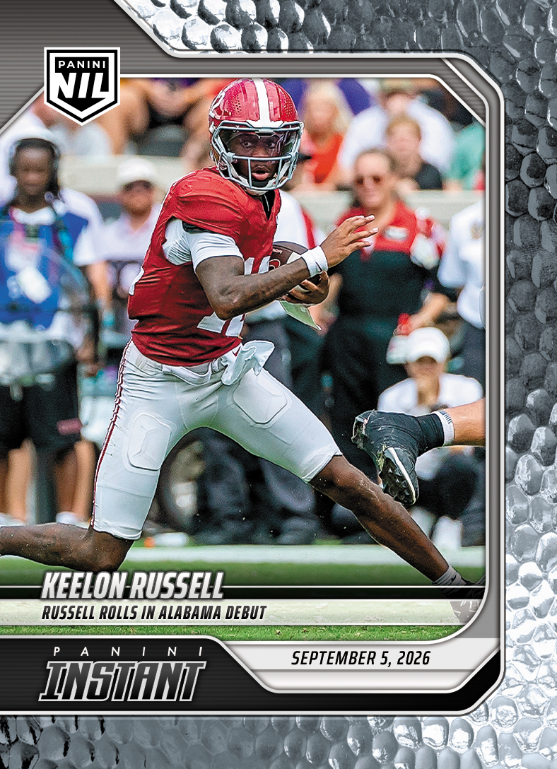 Detailed Image of Keelon Russell - 2026 Panini Instant NIL College Football #1-KRU - Metallic /5