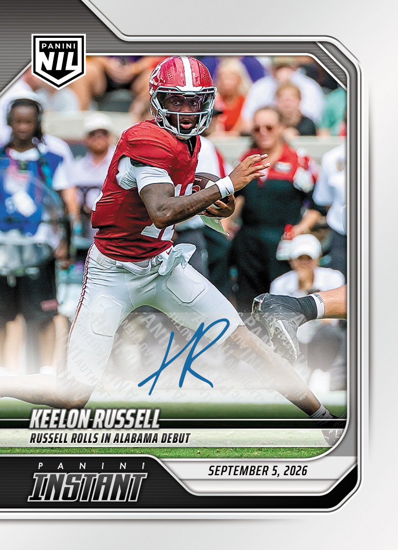 Detailed Image of Keelon Russell - 2026 Panini Instant NIL College Football #1-KRU - Base /99 Auto