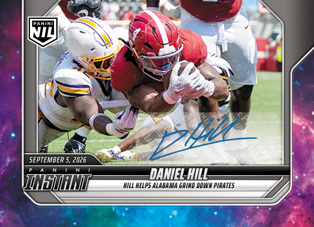 Detailed Image of Daniel Hill - 2026 Panini Instant NIL College Football #1-DHI - Galaxy 1/1 Auto
