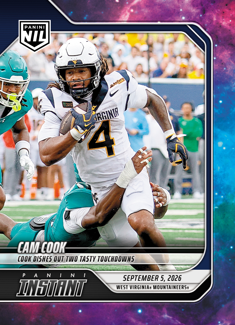 Detailed Image of Cam Cook - 2026 Panini Instant NIL College Football #1-CCO - Galaxy 1/1