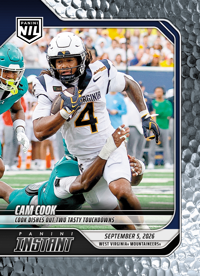 Detailed Image of Cam Cook - 2026 Panini Instant NIL College Football #1-CCO - Metallic /5