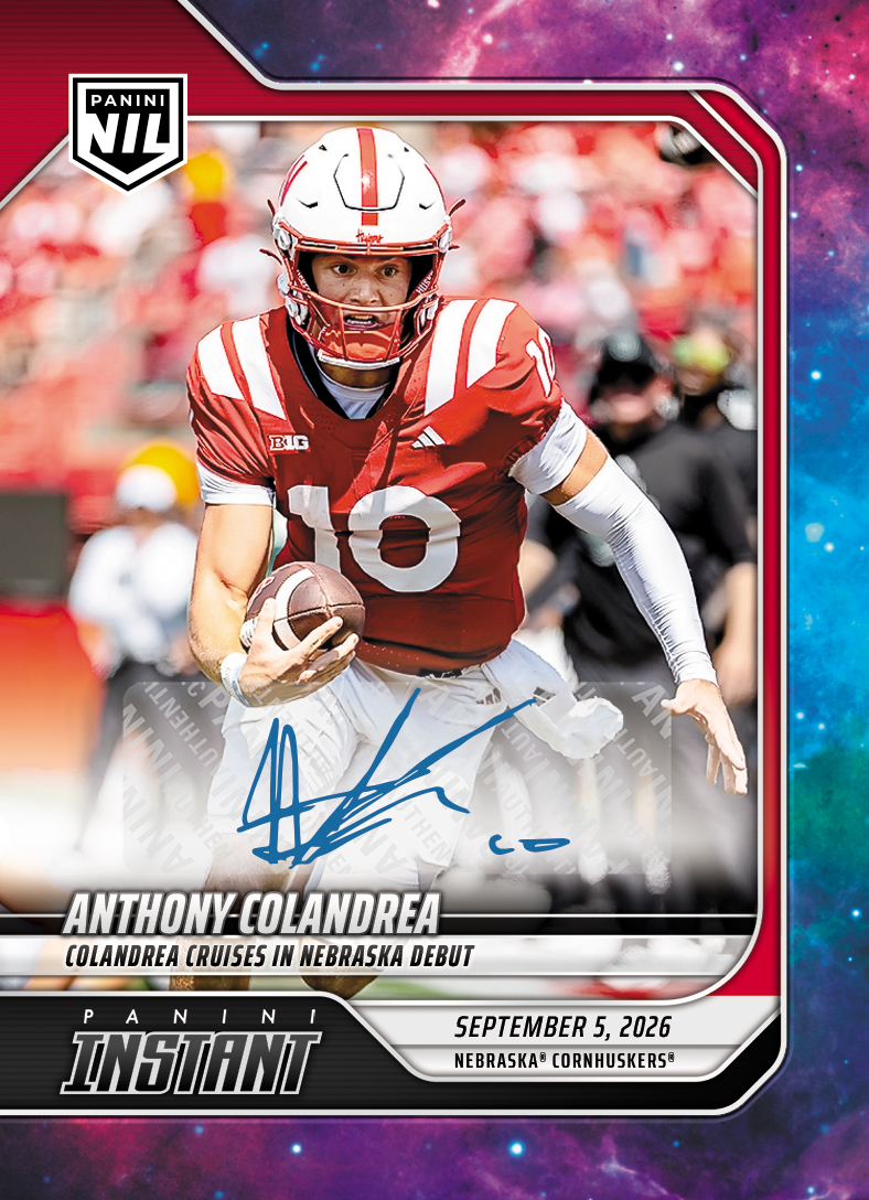 Detailed Image of Anthony Colandrea - 2026 Panini NIL College Football #1-ACO - Galaxy 1/1 Auto