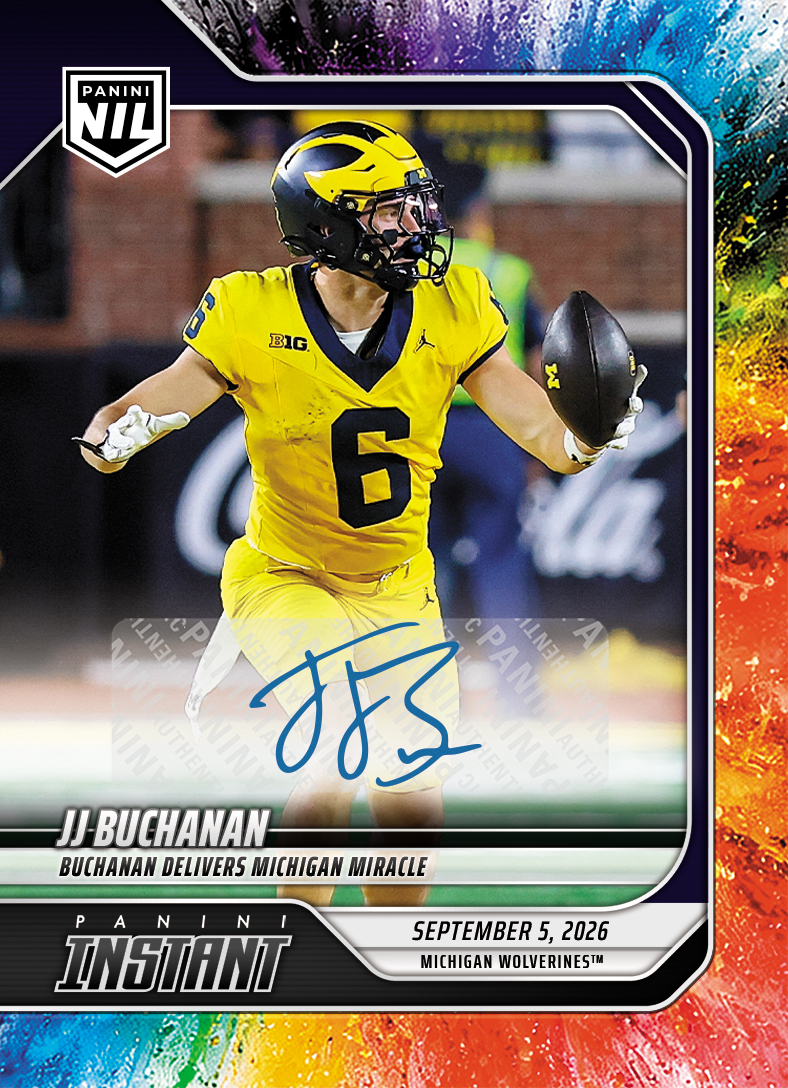 Detailed Image of JJ Buchanan - 2026 Panini Instant NIL College Football #1-JJB - Color Blast /10 Auto