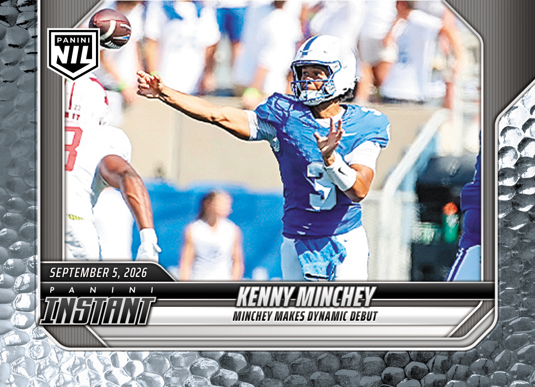 Detailed Image of Kenny Minchey - 2026 Panini Instant NIL College Football #1-KMI - Metallic /5