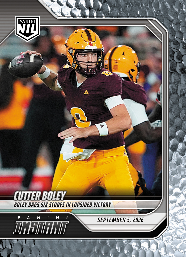 Detailed Image of Cutter Boley - 2026 Panini Instant NIL College Football #1-CBO - Metallic /5