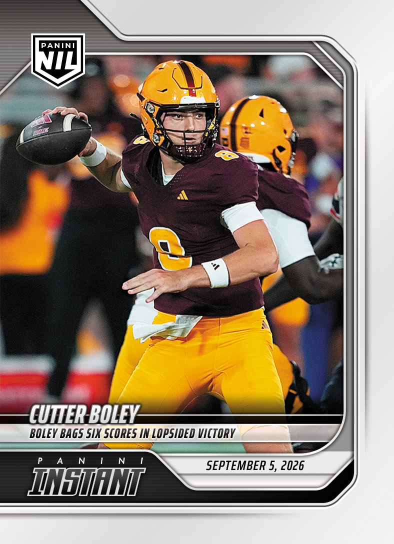 Detailed Image of Cutter Boley - 2026 Panini Instant NIL College Football #1-CBO - Base Card 25-pack