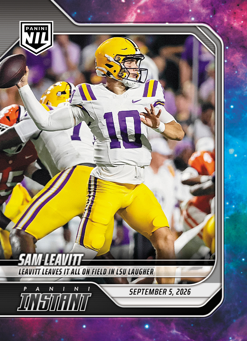 Detailed Image of Sam Leavitt - 2026 Panini Instant NIL College Football #1-SLE - Galaxy 1/1