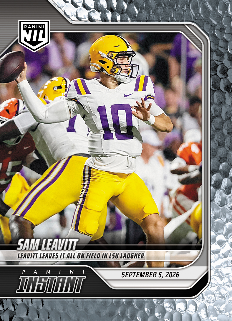 Detailed Image of Sam Leavitt - 2026 Panini Instant NIL College Football #1-SLE - Metallic /5