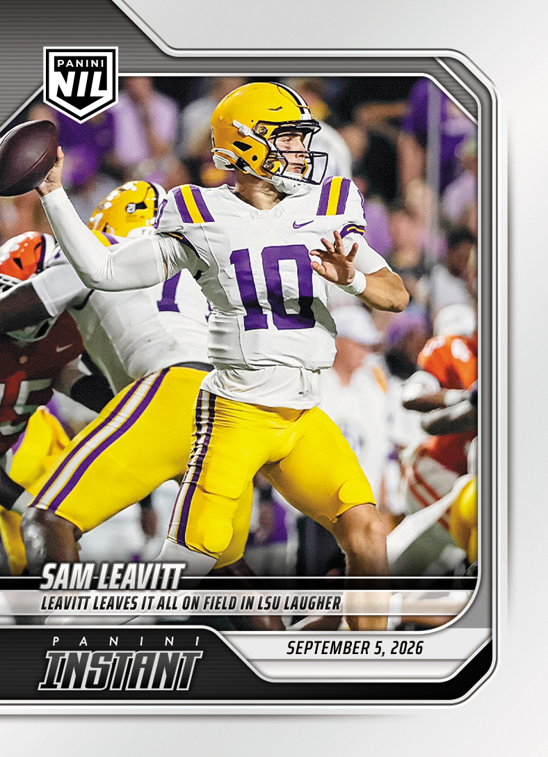 Detailed Image of Sam Leavitt - 2026 Panini Instant NIL College Football #1-SLE - Base Card 25-pack