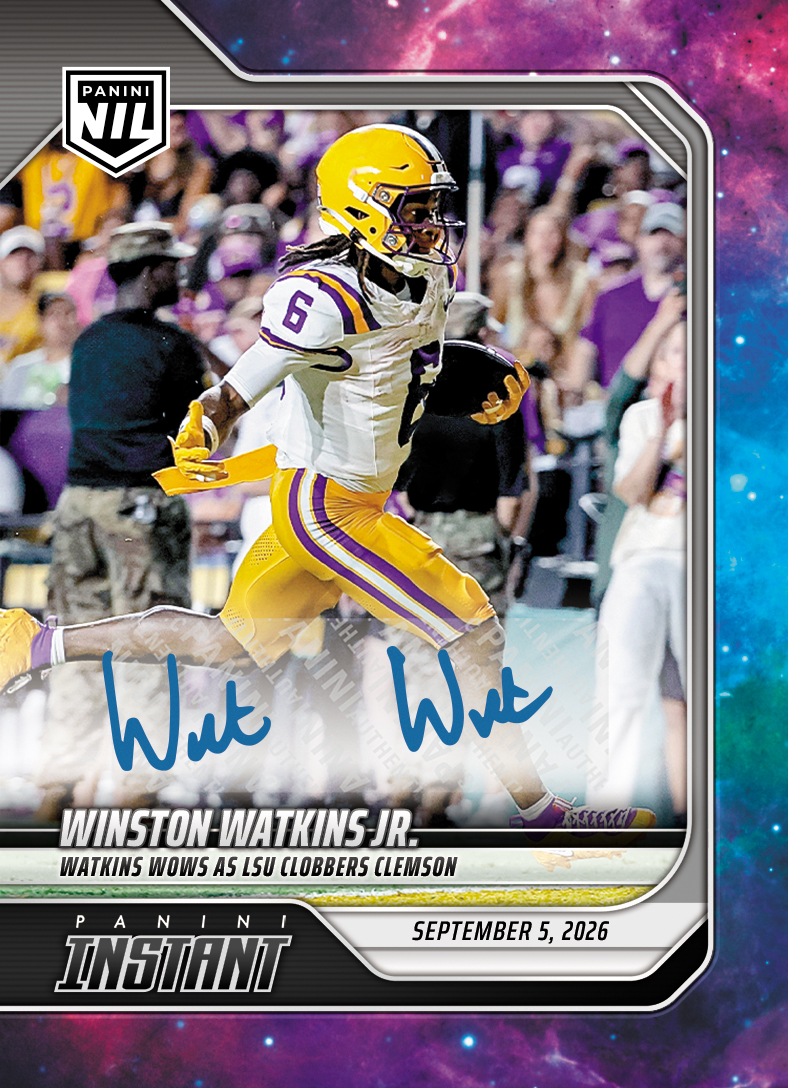 Detailed Image of Winston Watkins Jr. - 2026 Panini Instant NIL College Football #1-WWJ - Galaxy 1/1 Auto