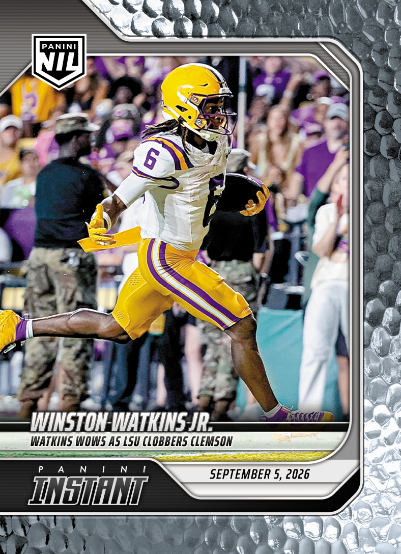 Detailed Image of Winston Watkins Jr. - 2026 Panini Instant NIL College Football #1-WWJ - Metallic /5