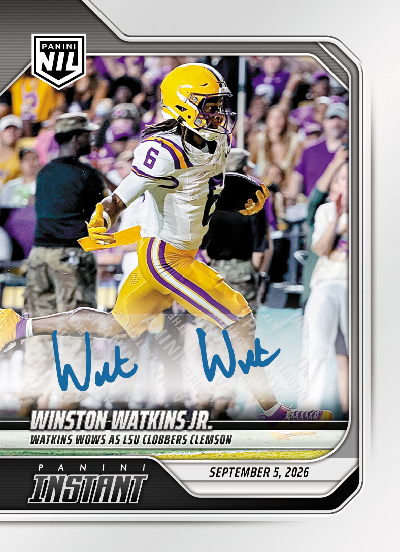 Detailed Image of Winston Watkins Jr. - 2026 Panini Instant NIL College Football #1-WWJ - Base /99 Auto