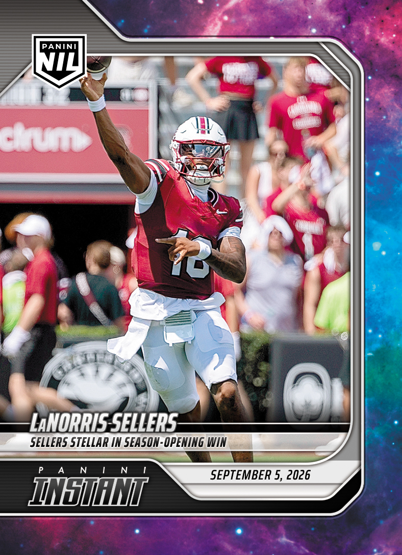 Detailed Image of LaNorris Sellers - 2026 Panini Instant NIL College Football #1-LSE - Galaxy 1/1