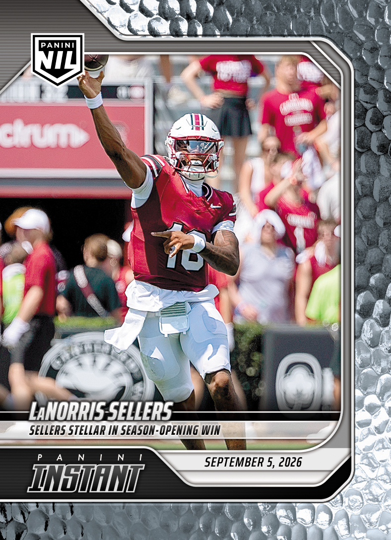 Detailed Image of LaNorris Sellers - 2026 Panini Instant NIL College Football #1-LSE - Metallic /5