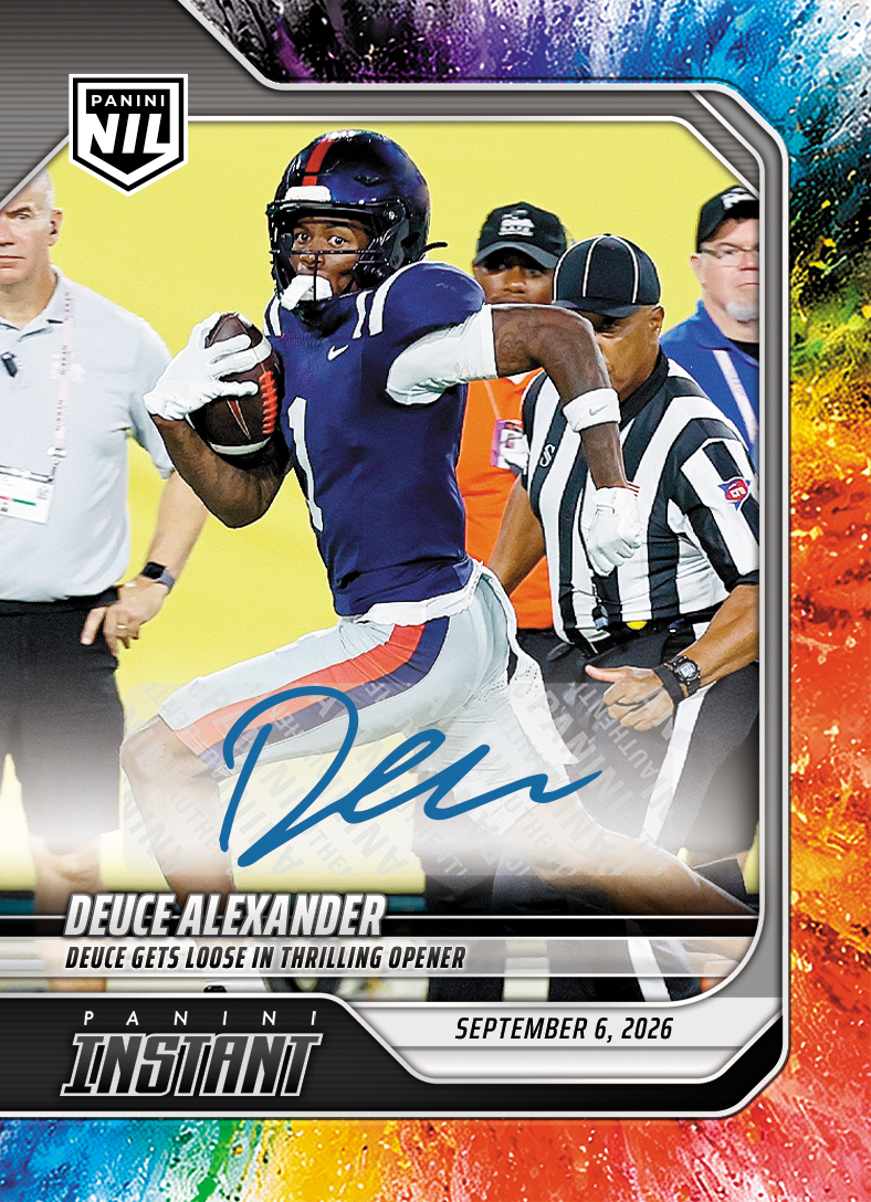 Detailed Image of Deuce Alexander - 2026 Panini Instant NIL College Football #1-DAL - Color Blast /10 Auto