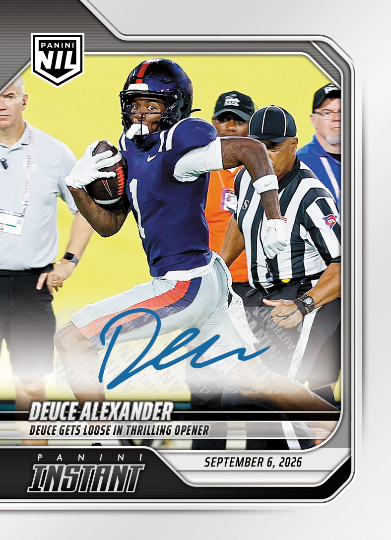 Detailed Image of Deuce Alexander - 2026 Panini Instant NIL College Football #1-DAL - Base /99 Auto