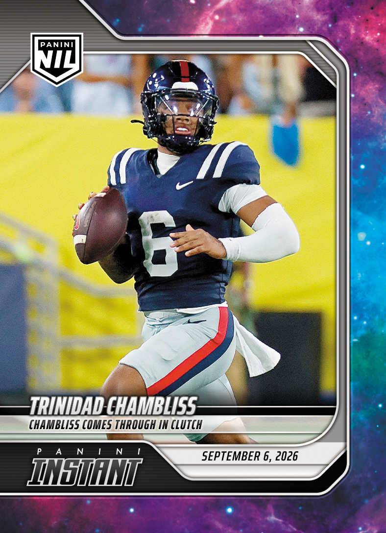Detailed Image of Trinidad Chambliss - 2026 Panini Instant NIL College Football #1-TCH - Galaxy 1/1