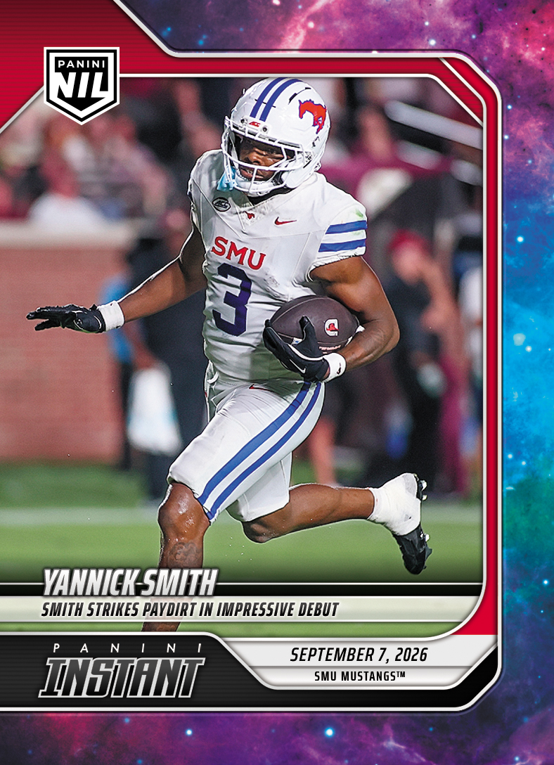 Detailed Image of Yannick Smith - 2026 Panini Instant NIL College Football #1-YSM - Galaxy 1/1