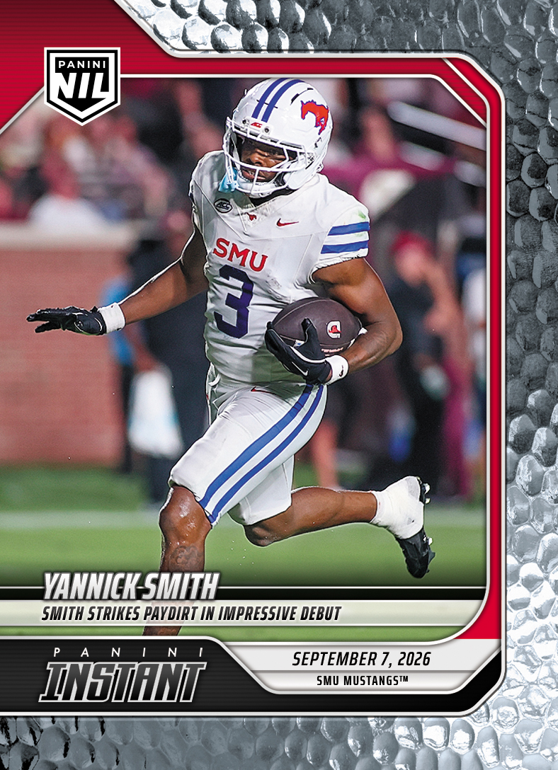 Detailed Image of Yannick Smith - 2026 Panini Instant NIL College Football #1-YSM - Metallic /5