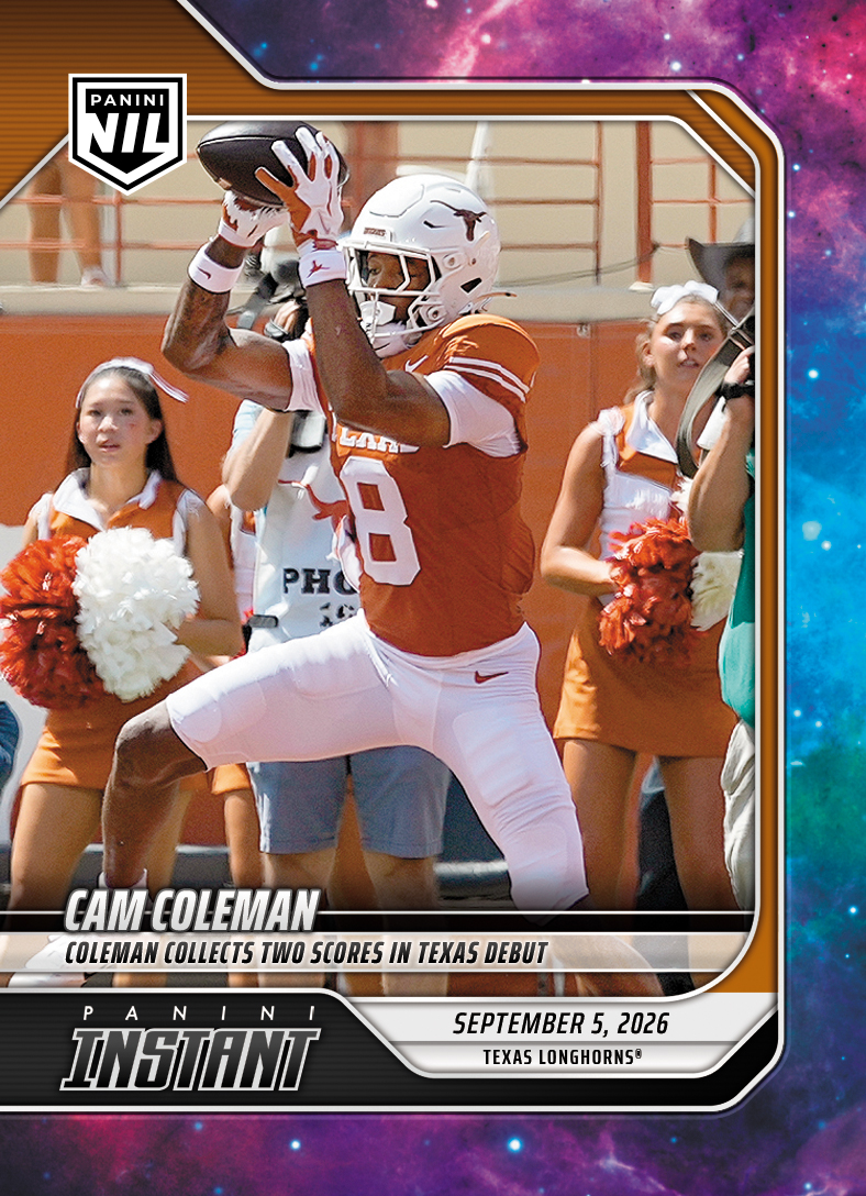 Detailed Image of Cam Coleman - 2026 Panini NIL College Football #1-CAM - Galaxy 1/1