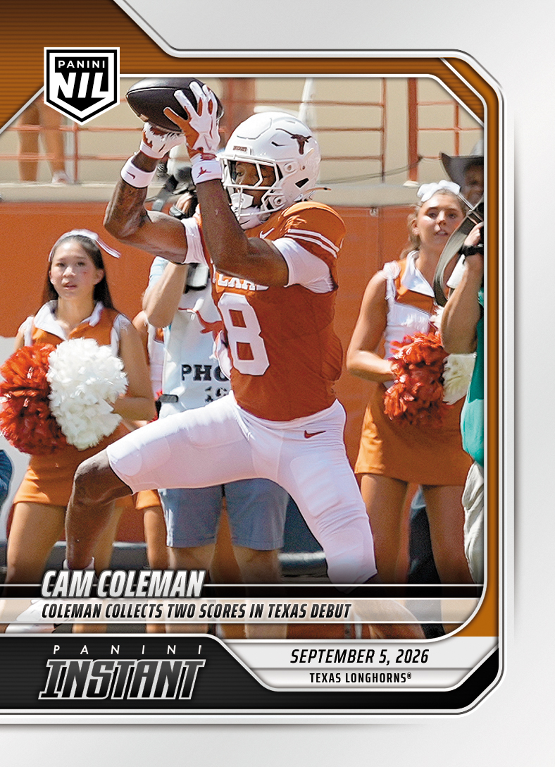 Detailed Image of Cam Coleman - 2026 Panini NIL College Football #1-CAM - Base Card