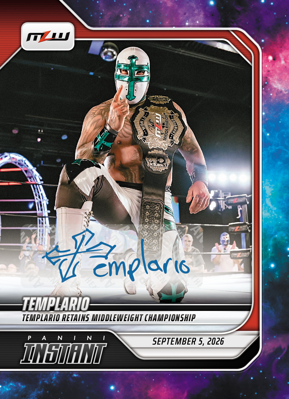 Detailed Image of Templario - 2026 Panini Instant MLW #11 - Galaxy 1/1 Auto