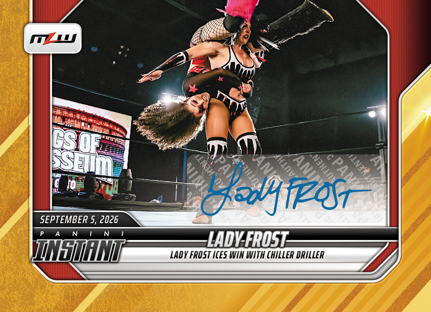 Detailed Image of Lady Frost - 2026 Panini Instant MLW #12 - Gold /10 Auto